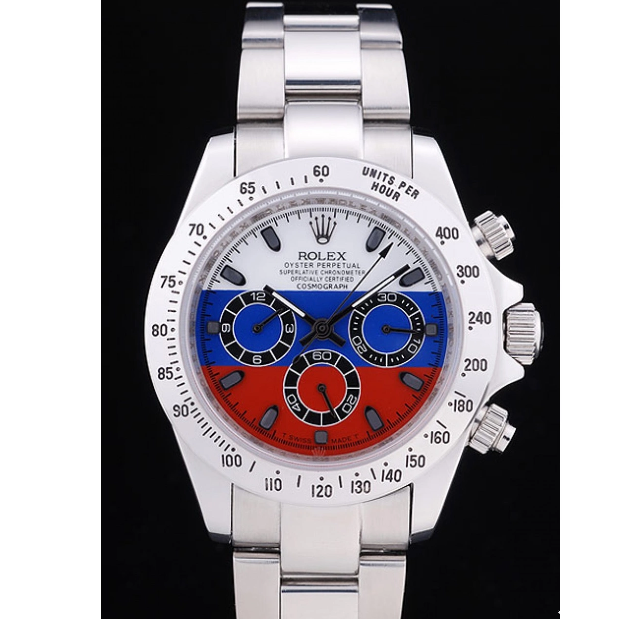 Aaa replica watch Bracelet Cosmograph 7473 Silver Flag Rolex Daytona Russian Dial 0722